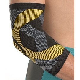 High Performance Elasticated Compressive Elbow Support - Support for Sprained, Stiff or Aching Elbow - Edge Trim Technology (Unisex) (Large, Black)