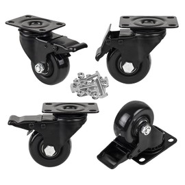 3" Casters Wheels, PRITEK Heavy Duty Swivel Plate Casters with Lockable Top Plate and No Noise Rubber Base Ball Fit for Home or Office Table Cabinet Shelves
