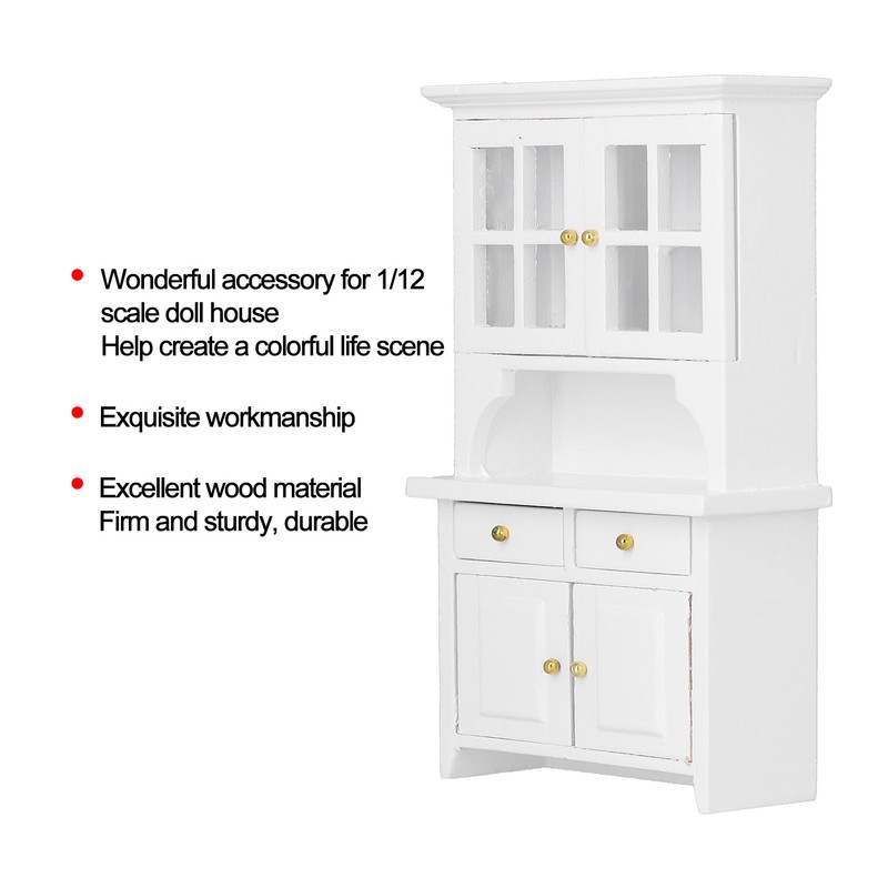 1:12 Dollhouse Cabinet Wooden Simulated Miniature Kitchen Furniture Decoration AccessoriesWhite