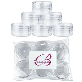Beauticom 15 gram/15ml Empty Clear Small Round Travel Container Jars with Lids for Make Up Powders, Eyeshadow Pigments, Lotions, Creams, Lip Balm, Lip Gloss, Samples (6 Pieces, Clear Lid)