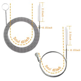 Walsunte 2-Pack Long Pipe Cleaners - 61" & 40" Stainless Steel Tube Cleaning Brush Set, Flexible Sunroof Drain Cleaning Tool for Sink, Refrigerator, Aquarium, Car Maintenance