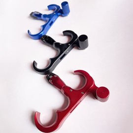 soonbuy 360°Rotation Thumb Bow Release, Aluminum Alloy 3 Finger Thumb Trigger Caliper Grip Compound Bow Release Aid, Replaceable Bow Release Trigger Caliper Grip blue