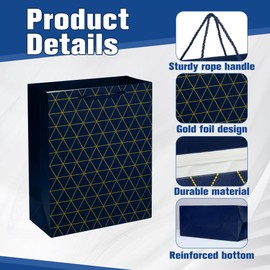 Pineraap 12 Pack Gift Bags with Handles, Medium Size 12.6x10.2x3.9 Inch, Business Gift Bags with Elegant Stripes Gold Foil Stripes for Professionals Parties Corporate Events Retirement Graduation