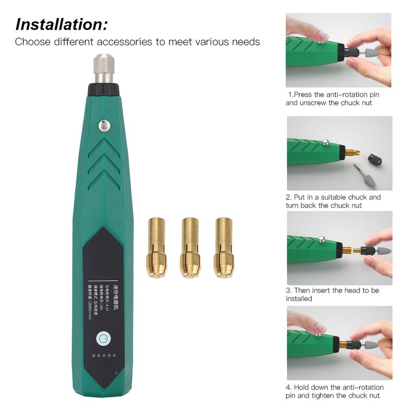 Electric Grinder Small HandHeld Jade Polishing Engraving 18000 RPM Chargable