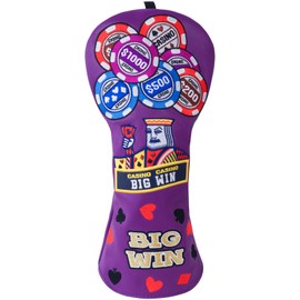 Big Teeth Big Win Golf Driver Headcover, Driver 460cc Golf Head Cover,Golf Head Covers Golf Club Protector for Men, Casino Poker Golf Club Head Covers Purple