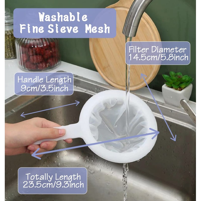 Nylon Ultra-Fine Mesh Strainer, Mesh Plastic Tea Strainer with Hole