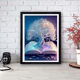 Tree of Life Cross Stitch Kit Adult,Book Embroidery Kits for Beginners Adults,11 CT Patterns Dimensions Punch Needle Kit Arts Crafts for Adults Kits12 x 16 inch