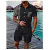 SweatyRocks Men's 2 Piece Outfits Color Block Paisley Print Button