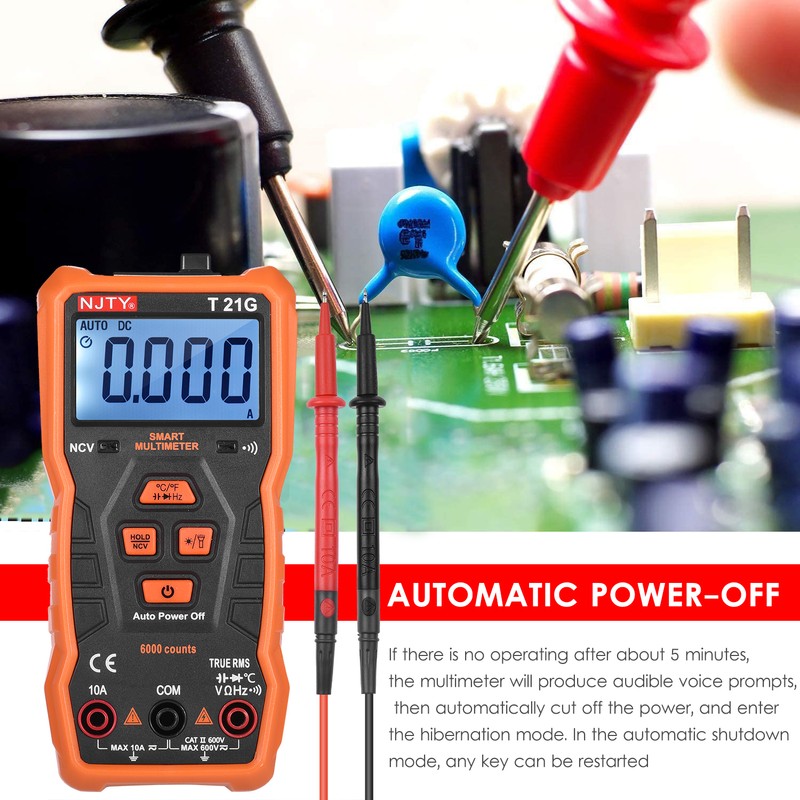 NJTY T21G Mini Smart Multimeter 6000 Counts True RMS Universal