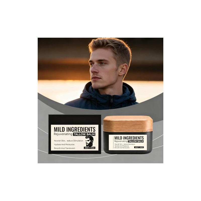 Rejuvenating Tallow Balm for Men, Deep Moisturizer for Dry Skin