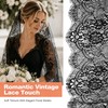 16.5" Wide 3.2 Yard Black Eyelash Lace Fabric,Floral Embroidery Trim