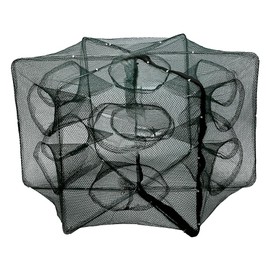 QANYEGN 6/12 Hole Automatic Fishing Net Shrimp Cage, Portable Fishing Net Catchers, Foldable Nylon Crab Catchers, Easy Catch and Release(12 Holes)