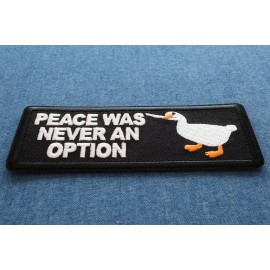 Ivamis Peace Was Never an Option Duck with Knife Iron on Patch- 4x1.5 inch - P7192