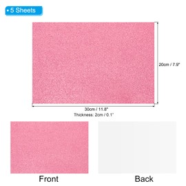 PATIKIL Watermelon Red Shiny EVA Glitter Foam Sheet 11.8 x 7.9 Inch 2mm Thick with Back Adhesive Sparkle EVA Glitter Felt for Crafts DIY Project, 5 Pcs