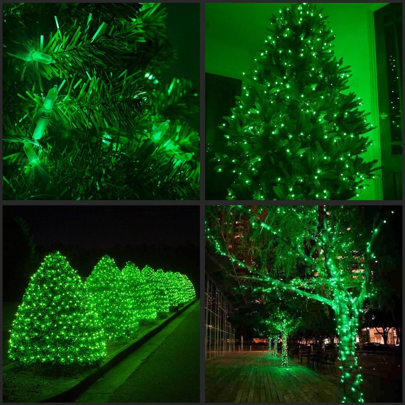 YULETIME 100 Count Green Christmas Lights, 33 Feet Green Wire