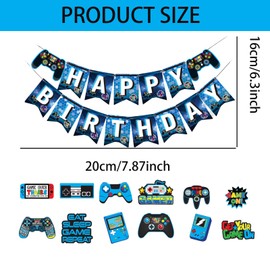 13 Pcs Gaming Birthday Decorations, Gaming Party Decorations For Kids Boys Gamer Birthday Party Ceiling Window Door Decors Hanging Whirls Streamers (Blue)
