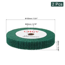 sourcing map 2pcs 150x25x20mm 180 Grit Non-Woven Polishing Burnishing Wheel Nylon Wire Drawing Abrasive Flap Wheel for Surface Treatment Stainless Steel Copper Aluminum Green