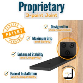 EVALD Floating Shelf Brackets | 8-inch Hidden Black Carbon Steel Brackets for Wall, Kitchen, Nursery, Mantel | Minimalistic Design Supports Fireplace Mantel, Bookshelves, Bar Wall Shelves (6 Pack)