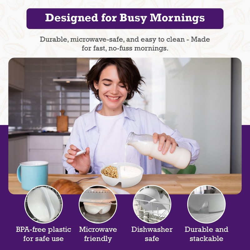 2 Pack - Just Crunch Anti-Soggy Cereal Bowl - Keeps