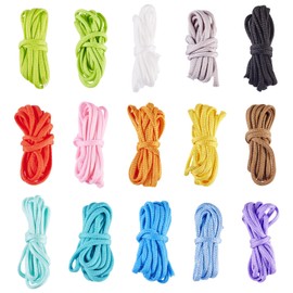 FASHEWELRY 30 M Polyester Spandex Cord Rope 15 Colors 4-5 mm Solid Color String Thread for DIY Bracelet Jewelry Making Crochet Bag Cord Macrame Craft