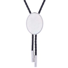 HUABOLA CALYN Bolo tie for Men Western Cowboy Leather Necktie Handmade Natural Stone Minimalist Style Bolo ties (2# White Shell)
