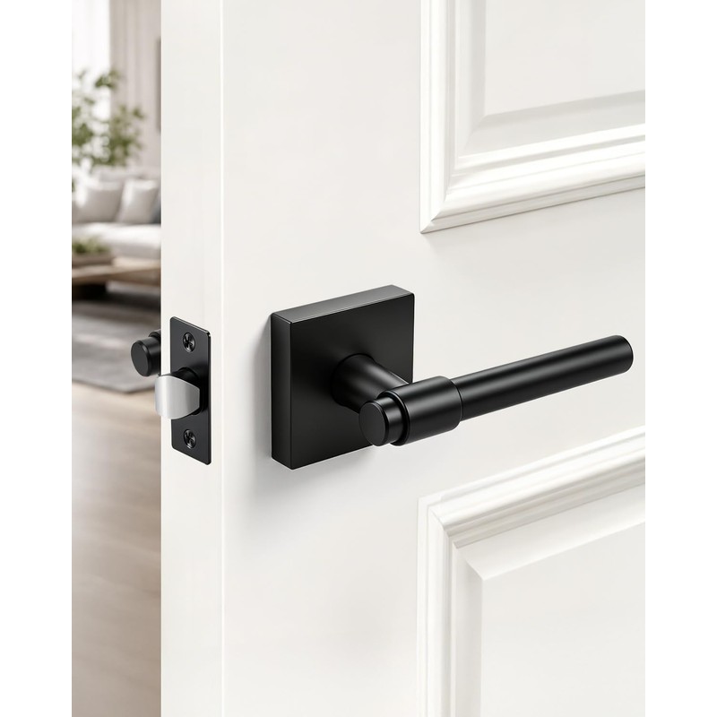 Black Interior Door Handle 4 Pack, Heavy Duty Closet Door