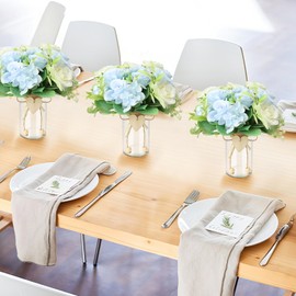 DRANSMIC Vintage Glass Vases for Flowers, Set of 6 Mason Jar Vase Table Centerpieces for Farmhouse Room Decor, Wedding, Bridal Shower Bud Vase Set (Medium)