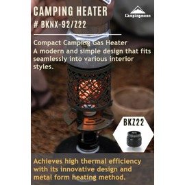 CAMPINGMOON Gas Heater Propane Isobutane for Camping Outdoor T-HEATER GASWARE Collaboration Limited Edition Black BKNX-92/Z22