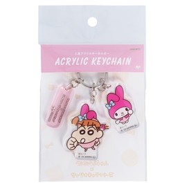 Sunstar Stationery S8346178 Keychain, 3 Row Acrylic Crayon Shin-chan x Sanrio Nene-chan x My Melody