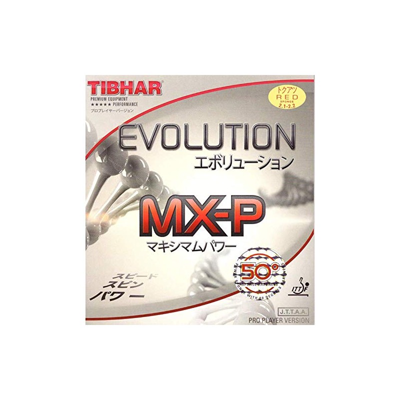 Tibhar Evolution MX-P 50 Table Tennis Rubber (Red, 2.1-2.2)