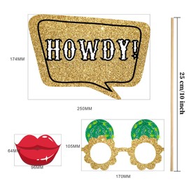 Blulu 26 Pieces Cowboy Western Photo Booth Props Kit Party Decorations Selfie Props for Western Theme Party Favors Supplies