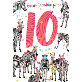 Great Granddaughter 10th Birthday Card Age 10 Fox 9" x 6" Lovely Verse