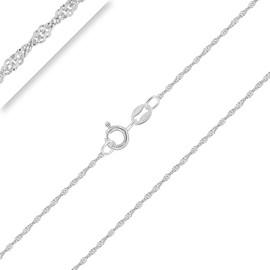 Planetys - 925 Sterling Silver Rhodium Finishing Singapore Chain Necklace 1 mm Width 22 Inches