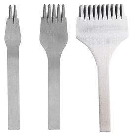 3pcs Steel Leather Chisel Hole Punching 2+5+10 Prong DIY Hand Made Leathercraft Tool Kit(3.38Mm 0.13in )