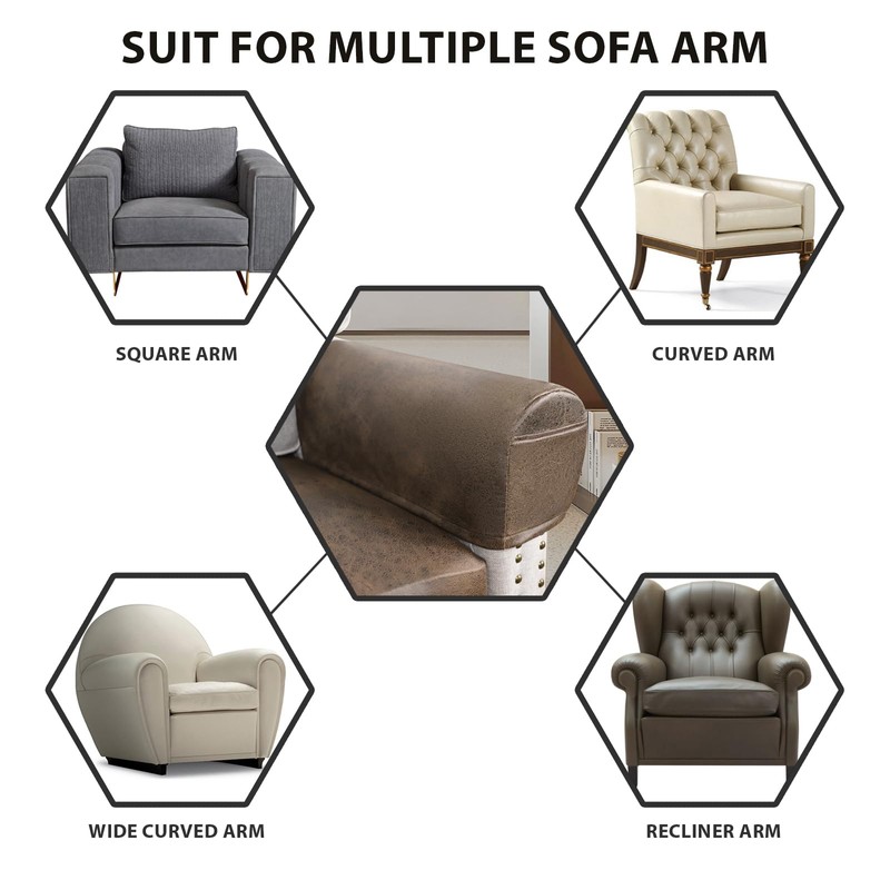 Leather Look Couch Arm Covers Set of 2 Armrest Covers