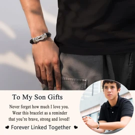 PINKDODO Son Gifts from Mom, To My Son Bracelet from Mom, Year Old Boy Gifts for Birthday Christmas Valentines Day Gifts for Adult Son Teen Teenage Boy Gifts Ideas