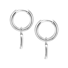 Glanzstücke München Women's Earrings Moon Sterling Silver 925 - Hoop Earrings Hanging for Women, Silver, No Gemstone