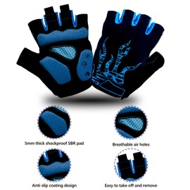 Nesirooh Cycling Gloves, Bike Gloves Half Finger for Men and Women Gel Mountain Road Bike Gloves for MTB Gym Riding Running (Blue, L)