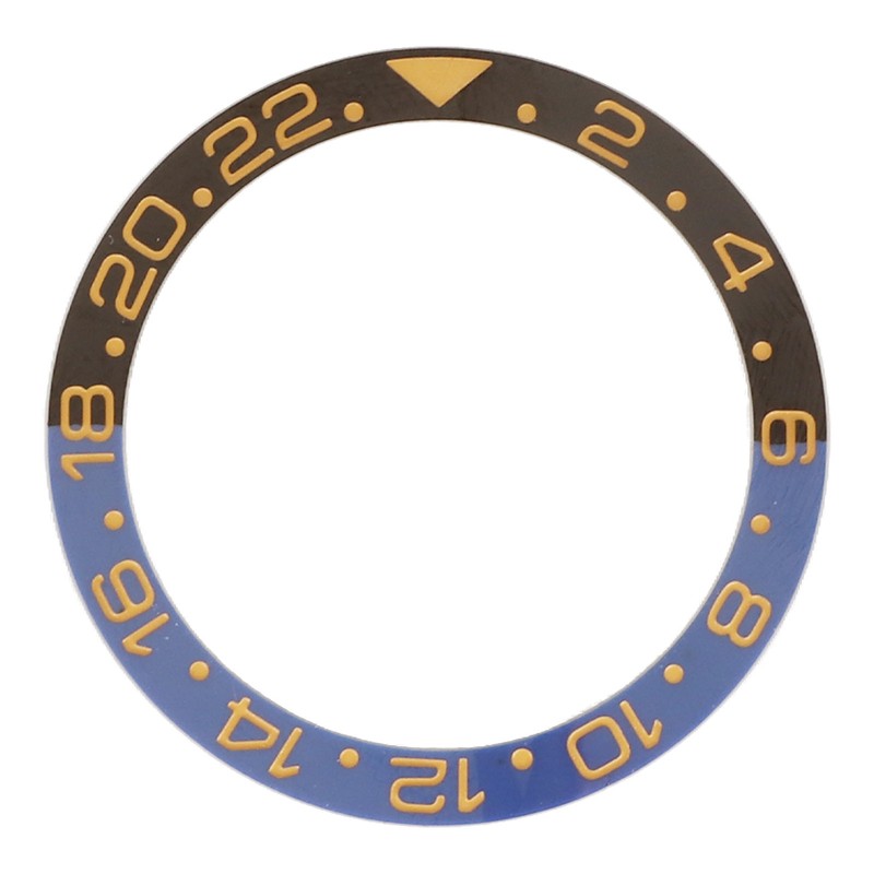 Ceramic Watch Bezel Insert 38mm Blue Black Base Gold Digit