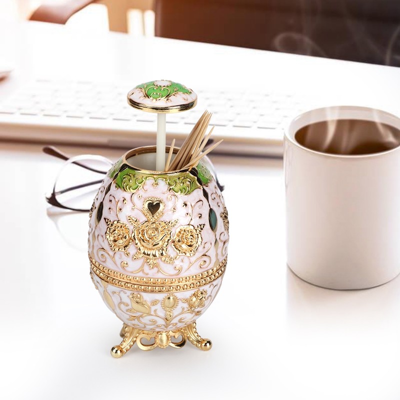 Automatic Rotating Press Toothpick Holder Box Dispenser Organizer Container Decoration