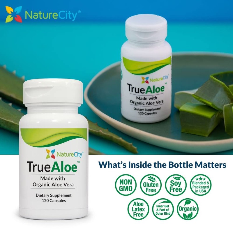 NatureCity True-Aloe 40,000mg Gel Equivalent Per Capsule – Made with