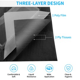 Gusnilo Nail Art Table Mat - Disposable Nail Paper Towels (50PCS) - Black Waterproof 3-Ply Nail Art Paper 13" X 18" Pads for Nail Table Decoration Kit, Nail Art Accessories