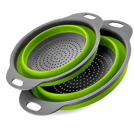 Collapsible Colander for Washing & Draining – Folding Fruit and Vegetable Basket with Stainless Steel Frame for Kitchen Use