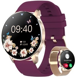 Smart Watches for Women Elegant Make/Answer Call with 2 Watchband 1.32inch Big Touchscreen Pedometer Heart Rate/Blood Pressure IP67 Waterproof Android iOS Fitness Tracker Elegant Lady Girl Smartwatch