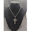 Unbranded Stainless Steel Necklace Cross & Serpent Pendant 22" Chain