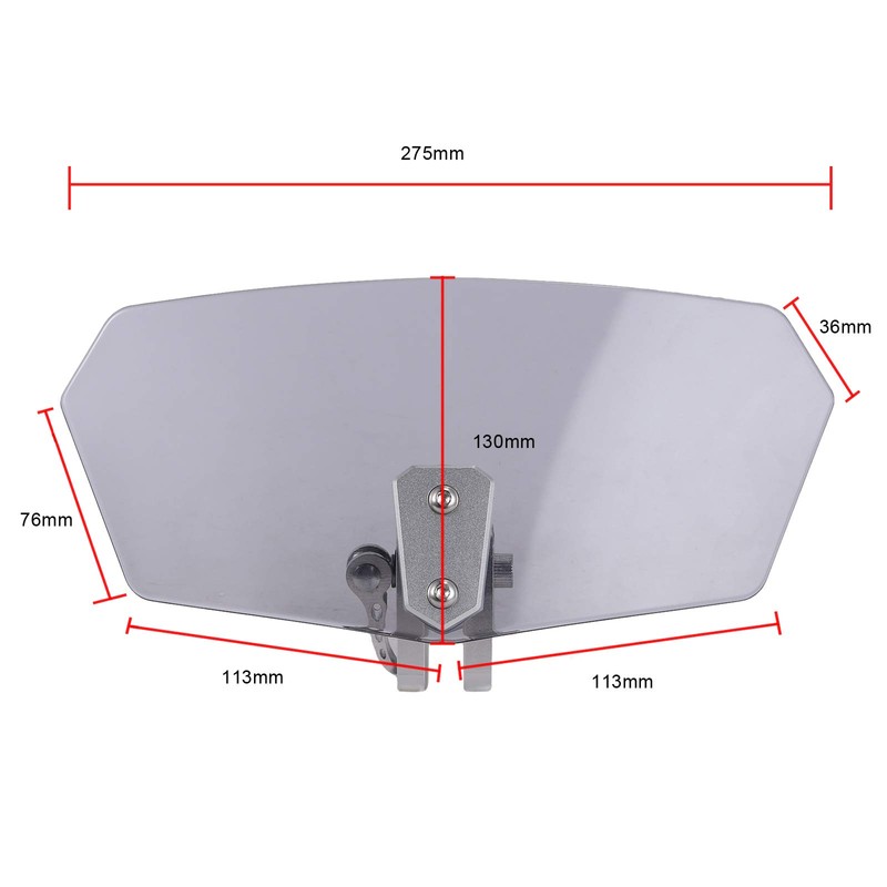 Bohaner Motorcycle Windscreen Smoke Wind Deflector Clip-on Wind Shield Attachment