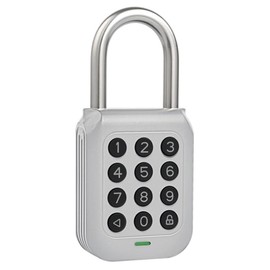 Bouware Smart Padlock Alpha1 Heavy-Duty Electronic Padlock Combination Weatherproof Digital Keypad Number Button Locks with Code, Outdoor/Indoor Use with Upgraded Security Features (Silver)