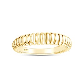 AFFY 14K Yellow Gold Over Sterling Silver Vintage Dome Eternity Band Ring Jewelry For Gifts Ring Size-4