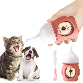 Kitten Milk Bottle, Puppy Bottles for Nursing Pet Feeding for Newborn Kittens Puppies 80ml (Pink)