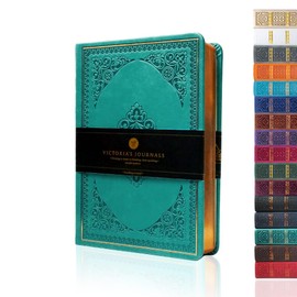 VICTORIA'S JOURNALS Leatherette Vintage Journal Hard Cover Lined Notebook Old Looking Travel Pocket Diary, Mini B6 Size 4.7'' x 6.5''